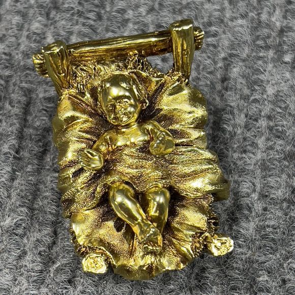 Christmas Nativity Set Of 9 Gold Tone Figures Heavy Duty Approx All Are‎ 5” x 2” - Picture 13 of 16